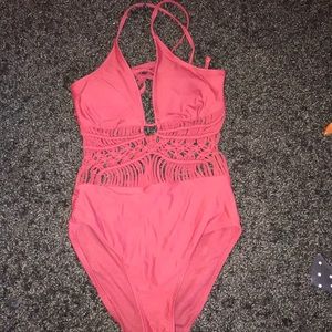 XHILARATION: one piece crotchet swim suit